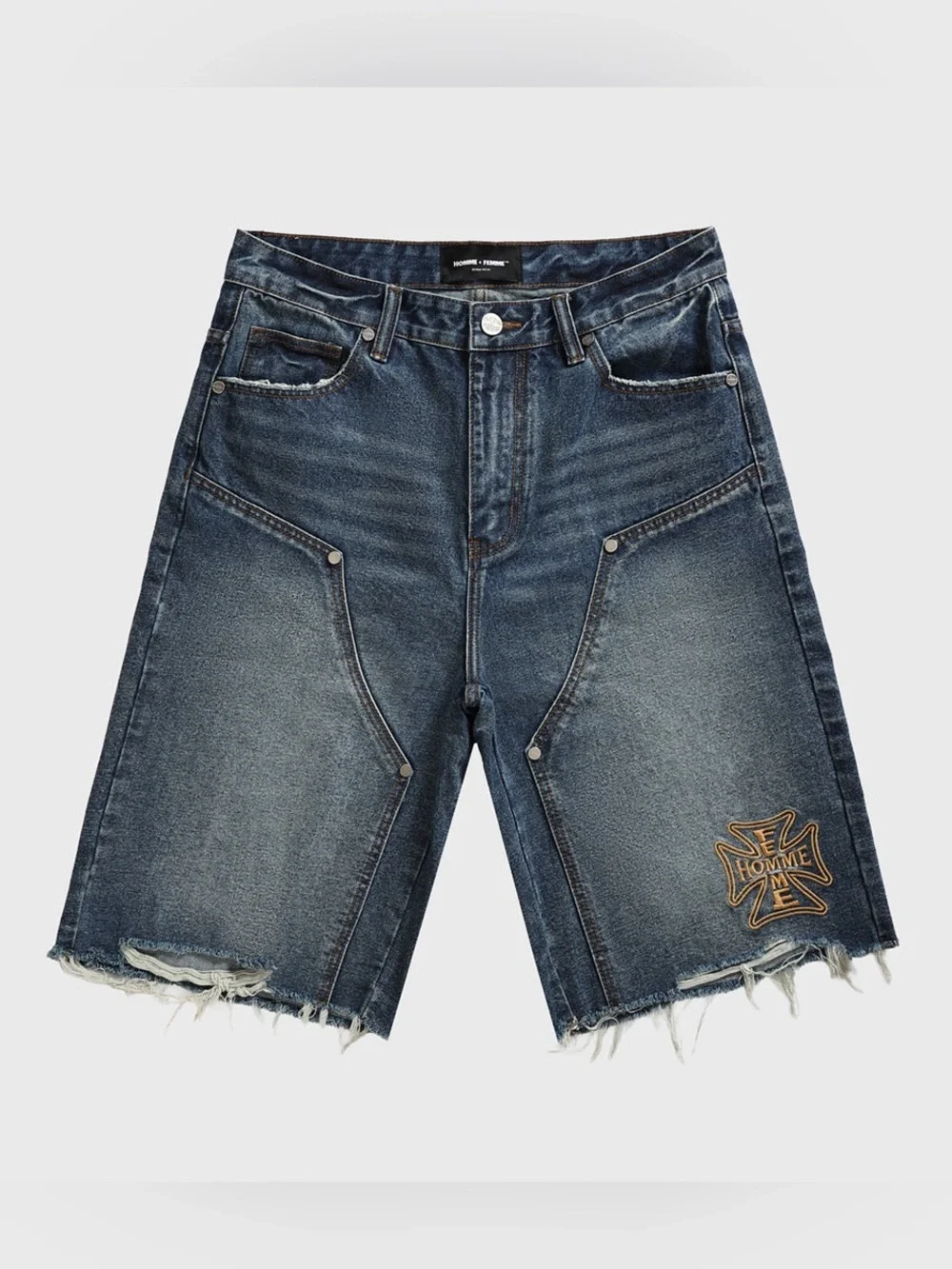 HOMME + FEMME Maison Crest Denim Shorts